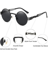 Sport John Lennon Round Sunglasses Steampunk Metal Frame - Black Lens/Black Frame - CS1288VUVK3 $35.06