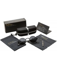 Sport John Lennon Round Sunglasses Steampunk Metal Frame - Black Lens/Black Frame - CS1288VUVK3 $35.06