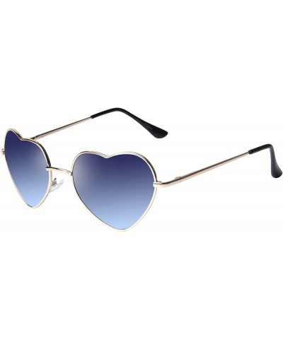 Rimless Fashion Rimless Frame Women Oversized Cute Love Heart Shape Sunglasses Eyewear C2876 - Metal Frame Blue - CQ11XIDJYQ9...