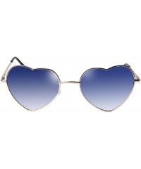 Rimless Fashion Rimless Frame Women Oversized Cute Love Heart Shape Sunglasses Eyewear C2876 - Metal Frame Blue - CQ11XIDJYQ9...