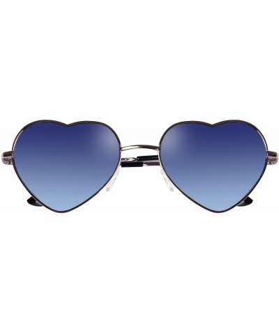 Rimless Fashion Rimless Frame Women Oversized Cute Love Heart Shape Sunglasses Eyewear C2876 - Metal Frame Blue - CQ11XIDJYQ9...