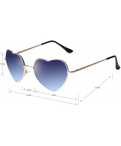 Rimless Fashion Rimless Frame Women Oversized Cute Love Heart Shape Sunglasses Eyewear C2876 - Metal Frame Blue - CQ11XIDJYQ9...