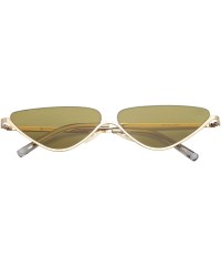 Cat Eye 90s Vintage Slim Cateye Sunglasses Small Thin Metal Mirrorred Sunnies G87754 - Gold Frame/Mustard Yellow Lens - CN18T...
