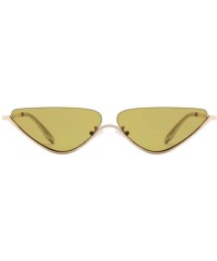 Cat Eye 90s Vintage Slim Cateye Sunglasses Small Thin Metal Mirrorred Sunnies G87754 - Gold Frame/Mustard Yellow Lens - CN18T...