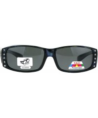 Rectangular Polarized Rhinestone Bling Anti-glare Lens Rectangular Fit Over Sunglasses - Blue - CT1878QTKOS $23.66