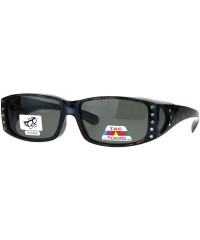 Rectangular Polarized Rhinestone Bling Anti-glare Lens Rectangular Fit Over Sunglasses - Blue - CT1878QTKOS $23.66