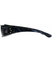 Rectangular Polarized Rhinestone Bling Anti-glare Lens Rectangular Fit Over Sunglasses - Blue - CT1878QTKOS $13.83