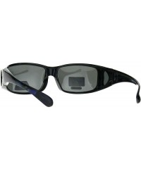 Rectangular Polarized Rhinestone Bling Anti-glare Lens Rectangular Fit Over Sunglasses - Blue - CT1878QTKOS $23.66