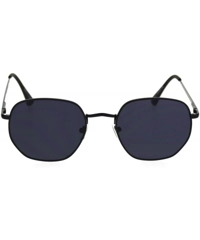 Rectangular Retro Metal Rim Rectangular Classic Dad Sunglasses - All Black - CI18SHNLZZS $24.32