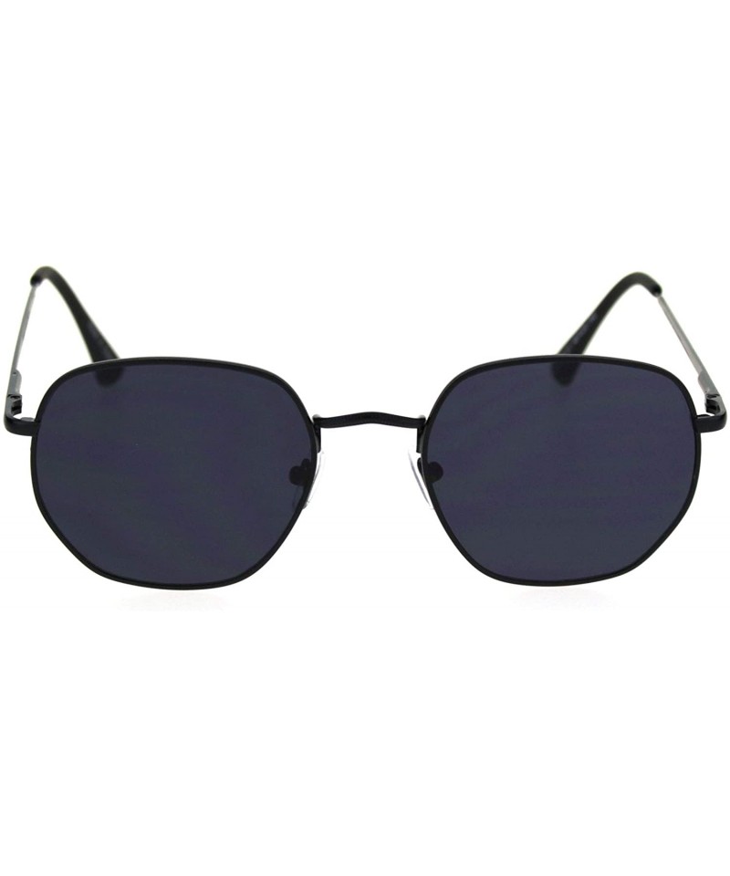 Rectangular Retro Metal Rim Rectangular Classic Dad Sunglasses - All Black - CI18SHNLZZS $23.37