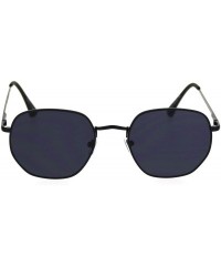Rectangular Retro Metal Rim Rectangular Classic Dad Sunglasses - All Black - CI18SHNLZZS $23.37
