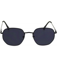 Rectangular Retro Metal Rim Rectangular Classic Dad Sunglasses - All Black - CI18SHNLZZS $12.32