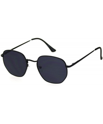Rectangular Retro Metal Rim Rectangular Classic Dad Sunglasses - All Black - CI18SHNLZZS $23.37