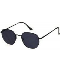 Rectangular Retro Metal Rim Rectangular Classic Dad Sunglasses - All Black - CI18SHNLZZS $12.32