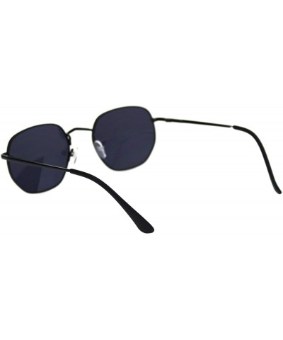Rectangular Retro Metal Rim Rectangular Classic Dad Sunglasses - All Black - CI18SHNLZZS $23.37