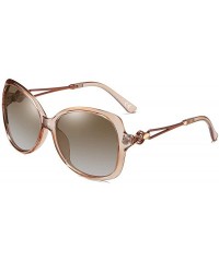 Oversized Luxury Women Polarized Sunglasses Retro Eyewear Oversized Goggles Eyeglasses - Champagne Frame Brown Lens 1 - CD196...