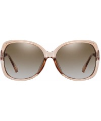 Oversized Luxury Women Polarized Sunglasses Retro Eyewear Oversized Goggles Eyeglasses - Champagne Frame Brown Lens 1 - CD196...
