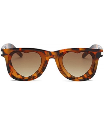 Rectangular Fashion Womens Heart-shaped Sunglasses Plastic Lenses Eyewear UV400 - Brown - CE18NS8NEZM $7.55