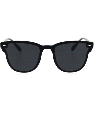 Shield Unisex Panel Lens Shield Hipster Plastic Horn Sunglasses - Black Solid Black - C718T0G6K2L $10.22