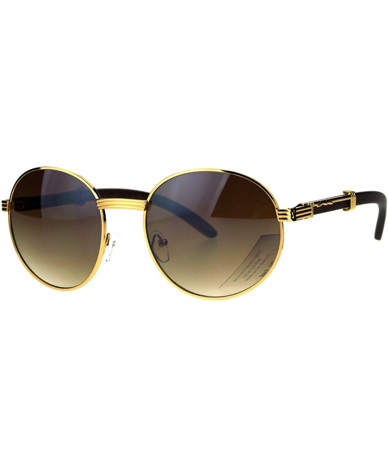Oval Retro Art Nouveau Vintage Style Small Oval Metal Frame Sunglasses - (Round) Yellow Gold - CN126SXY9BP $20.32