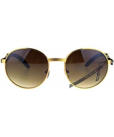 Oval Retro Art Nouveau Vintage Style Small Oval Metal Frame Sunglasses - (Round) Yellow Gold - CN126SXY9BP $8.29