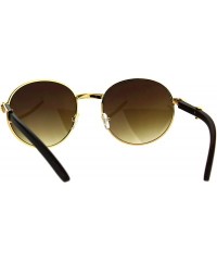 Oval Retro Art Nouveau Vintage Style Small Oval Metal Frame Sunglasses - (Round) Yellow Gold - CN126SXY9BP $20.32