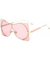 Rectangular Fashion trend Punk style Sunglasses for men Ladies Fashion One-piece Metal framed square sunglasses - Pink - CB18...