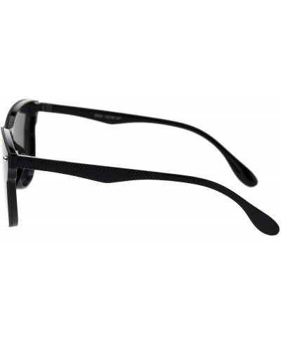 Shield Unisex Panel Lens Shield Hipster Plastic Horn Sunglasses - Black Solid Black - C718T0G6K2L $23.85