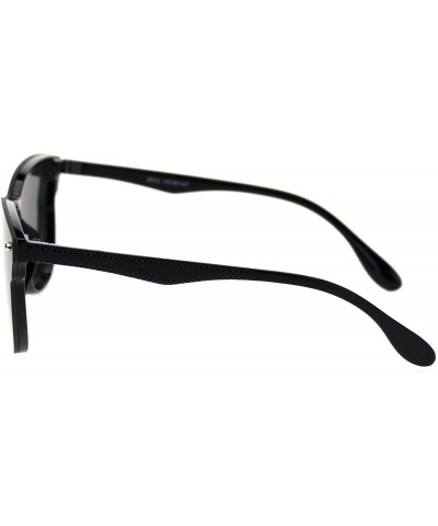 Shield Unisex Panel Lens Shield Hipster Plastic Horn Sunglasses - Black Solid Black - C718T0G6K2L $10.22