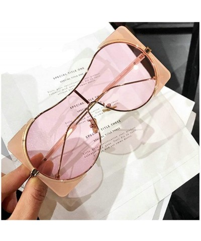 Rectangular Fashion trend Punk style Sunglasses for men Ladies Fashion One-piece Metal framed square sunglasses - Pink - CB18...