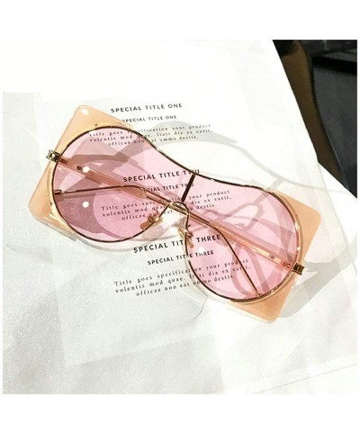 Rectangular Fashion trend Punk style Sunglasses for men Ladies Fashion One-piece Metal framed square sunglasses - Pink - CB18...