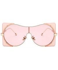 Rectangular Fashion trend Punk style Sunglasses for men Ladies Fashion One-piece Metal framed square sunglasses - Pink - CB18...