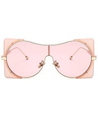 Rectangular Fashion trend Punk style Sunglasses for men Ladies Fashion One-piece Metal framed square sunglasses - Pink - CB18...