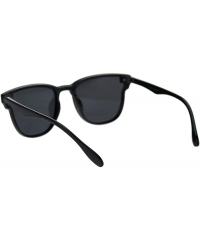 Shield Unisex Panel Lens Shield Hipster Plastic Horn Sunglasses - Black Solid Black - C718T0G6K2L $23.85
