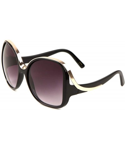 Oversized Oversized Round Butterfly Extra Top Bar Sunglasses - Black - C6197QK37Q2 $14.90