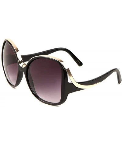 Oversized Oversized Round Butterfly Extra Top Bar Sunglasses - Black - C6197QK37Q2 $27.63