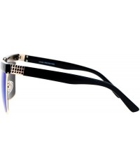 Rectangular Mirrored Mirror Diva Luxury Eye Brow Rectangular Mob Jewel Sunglasses - Gold Blue - C712DI9BX11 $23.72
