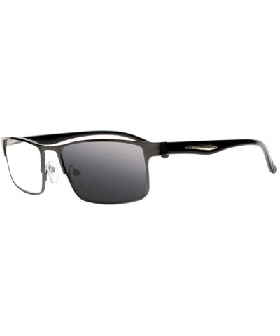 Rectangular Mens Vintage Nerd Geek Transition Photochromic Bifocal Reading Glasses UV400 Sunglasses - Black - CU18I8Q8N25 $43.18