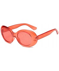 Oval Clear Transparent Sunglasses Women Candy Color Big Oval Frame Sun Glasses Female - Red - C018DTOKR7X $12.09