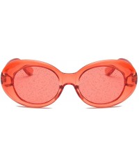 Oval Clear Transparent Sunglasses Women Candy Color Big Oval Frame Sun Glasses Female - Red - C018DTOKR7X $18.62