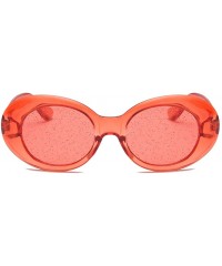 Oval Clear Transparent Sunglasses Women Candy Color Big Oval Frame Sun Glasses Female - Red - C018DTOKR7X $12.09