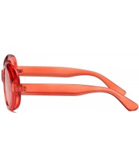 Oval Clear Transparent Sunglasses Women Candy Color Big Oval Frame Sun Glasses Female - Red - C018DTOKR7X $18.62