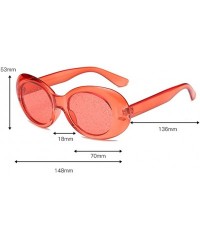 Oval Clear Transparent Sunglasses Women Candy Color Big Oval Frame Sun Glasses Female - Red - C018DTOKR7X $12.09