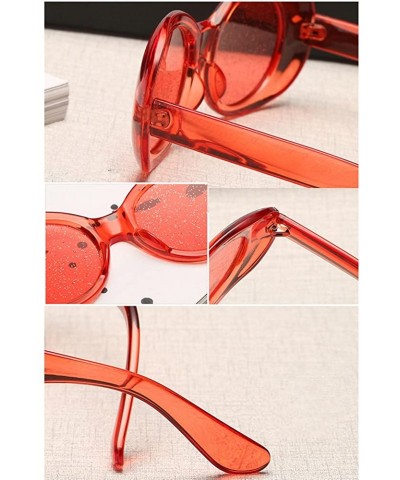Oval Clear Transparent Sunglasses Women Candy Color Big Oval Frame Sun Glasses Female - Red - C018DTOKR7X $17.65
