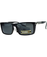 Sport Polarized Mens Luxury Squared Rectangular Mod Sport Designer Sunglasses - Shiny Black Black - C117XQ7MZ72 $23.65