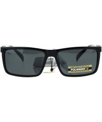 Sport Polarized Mens Luxury Squared Rectangular Mod Sport Designer Sunglasses - Shiny Black Black - C117XQ7MZ72 $23.65