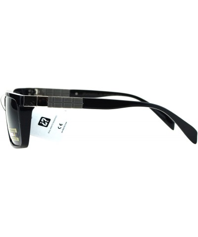 Sport Polarized Mens Luxury Squared Rectangular Mod Sport Designer Sunglasses - Shiny Black Black - C117XQ7MZ72 $23.65