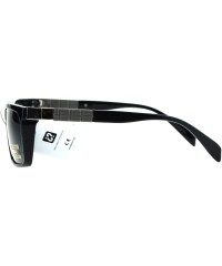 Sport Polarized Mens Luxury Squared Rectangular Mod Sport Designer Sunglasses - Shiny Black Black - C117XQ7MZ72 $23.65