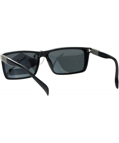 Sport Polarized Mens Luxury Squared Rectangular Mod Sport Designer Sunglasses - Shiny Black Black - C117XQ7MZ72 $10.23