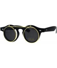 Round Hipster Filp Up Circle Lens Plastic Horned Sunglasses - Matte Black - C618E9D06MW $18.79